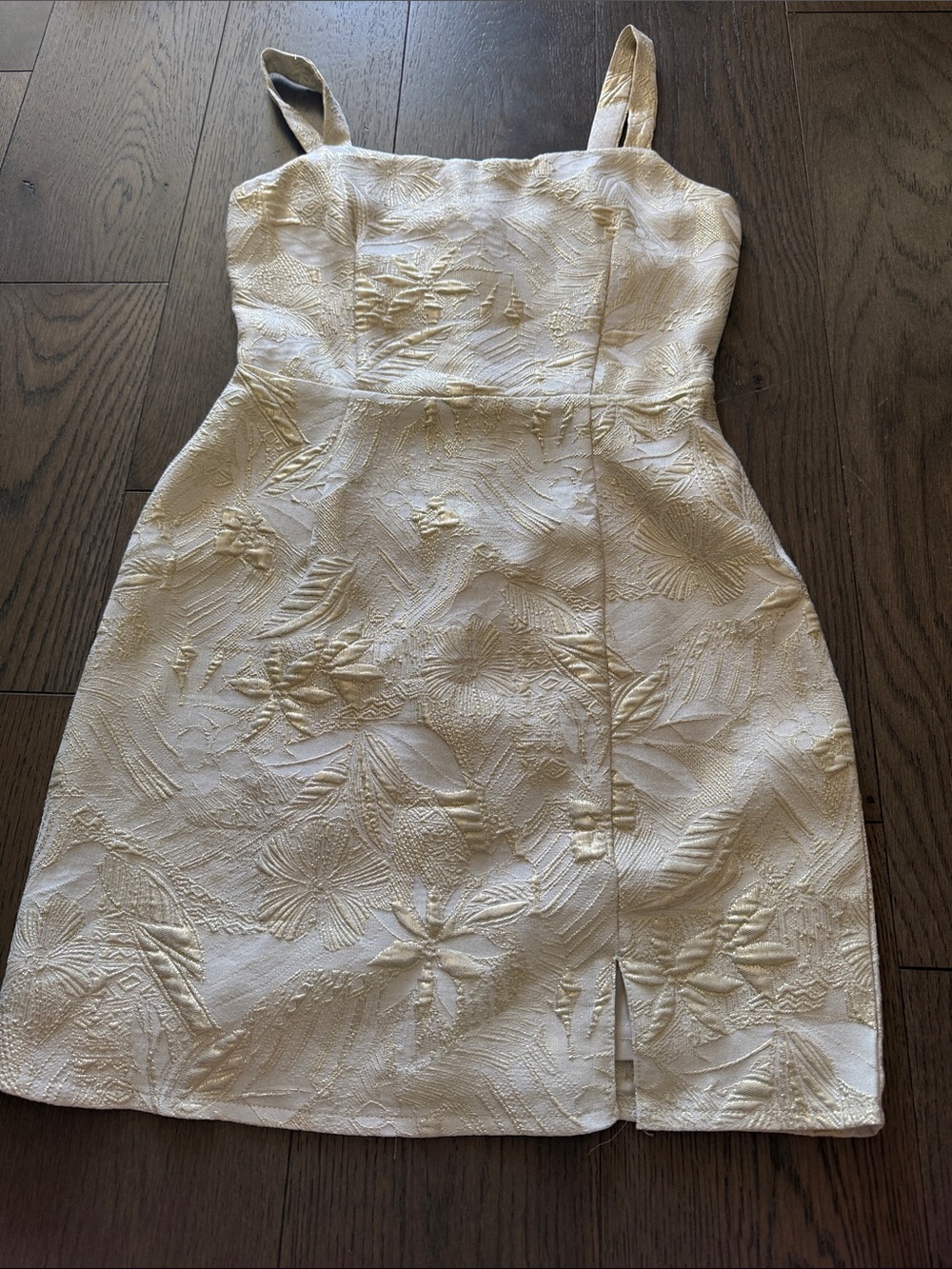 Lulu's Ivory Textured Floral Jacquard Mini Dress
